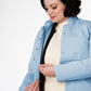 hourglass jacket womens light blue coat
