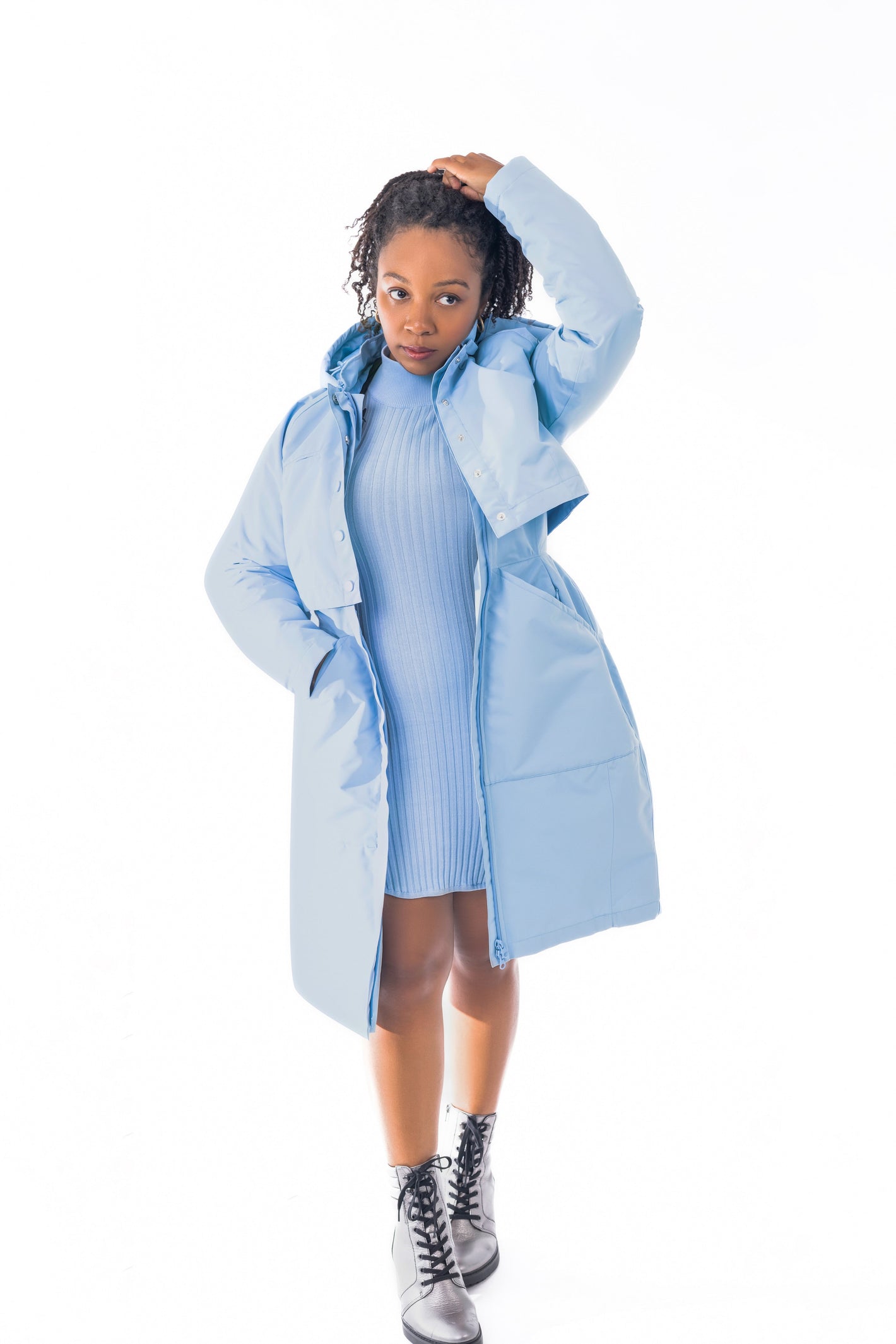 women's light blue coat