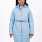 women's light blue coat blue long parka coat
