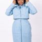 women's blue long parka coat