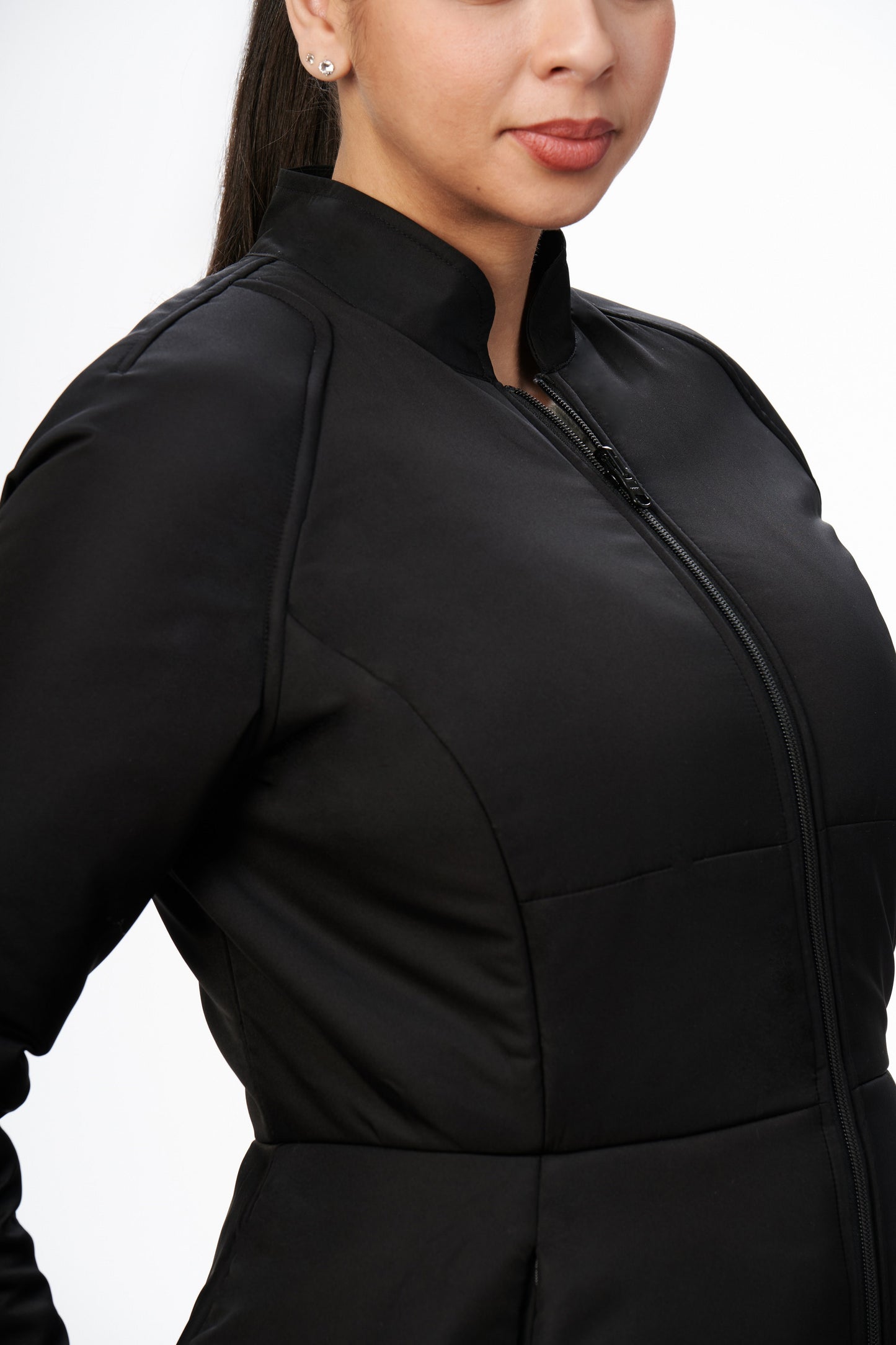 slim fit winter coat with vegan insulation raglan sleeve detail