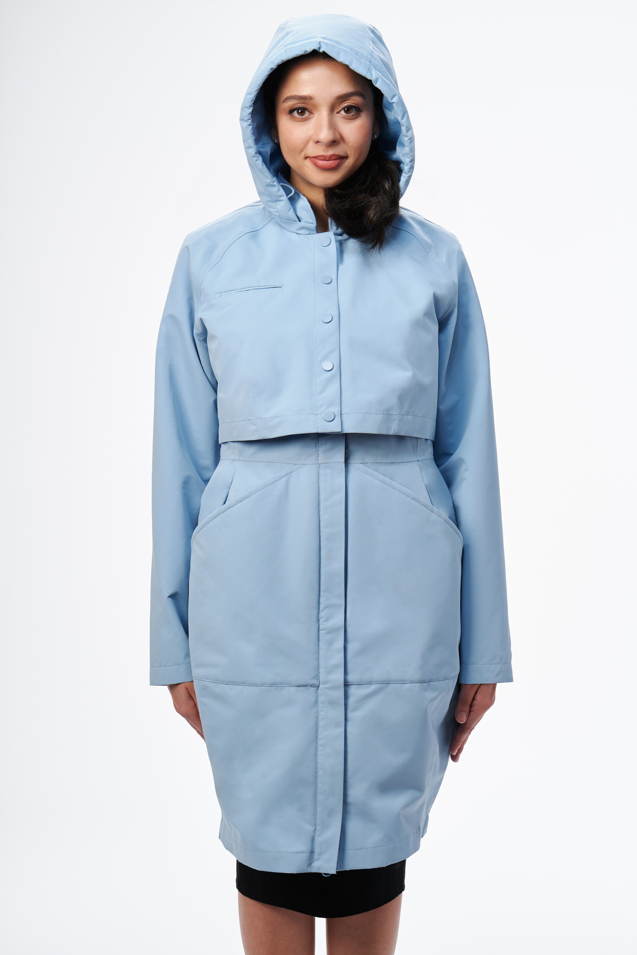 The Hourglass Raincoat Sustainable Light Blue Rain Jacket
