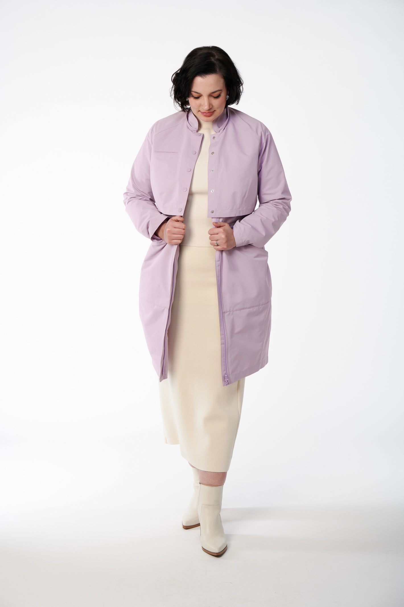 stylish rainwear light purple rain jacket